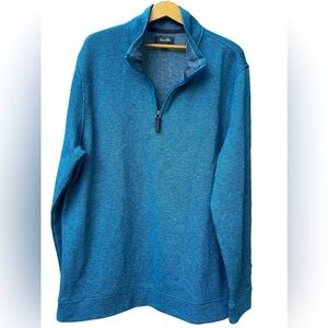 🔥🖤Tasso Elba Mens size L 1/4 zip sweater. Gorgeous teal color - SOFT!
